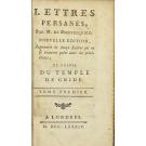 MONTESQUIEU. - LETTRES PERSANNES PAR. Nouvele édition, augmentée de douze Lettres qui dne se trouvent point dans les précédentes; et suivie du Temple de Gnide.