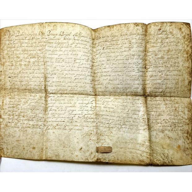 MANUSCRITO. LICENÇA DE ESPINGARDA, passada a Jerónimo da Costa, mercador da Vila de Guimarães. 