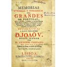 SOUSA, D. António Caetano de. - MEMORIAS HISTÓRICAS, E GENEALOGICAS DOS GRANDES DE PORTUGAL, QUE CONTÉM A ORIGEM, E ANTIGUIDADE de suas Familias: os Estados, e os Nomes dos que actualmente vivem, suas Arvores de Costado, as allianças das Casas, e os Escudos de Armas, que lhes competem, até o anno de 1754. Segunda impressão, continuada até o presente.