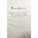 MANUSCRITO. PROCESSO DOS TÁVORAS. MANUSCRITO Séc. XVIII. TRÁGICA HISTÓRIA DO DIA 13 DE JANEIRO DE 1759 NA PRAÇA DE BELÉM DA CIDADE DE LISBOA.