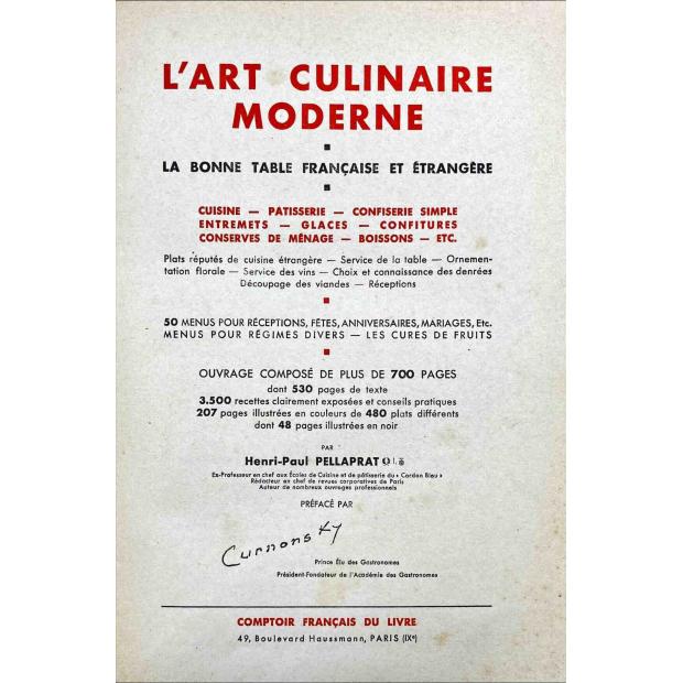 PELLAPRAT, Henri-Paul. - L'ART CULINAIRE MODERNE. 